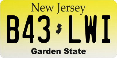 NJ license plate B43LWI