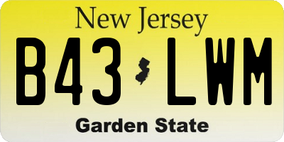 NJ license plate B43LWM