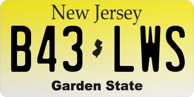 NJ license plate B43LWS
