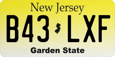 NJ license plate B43LXF