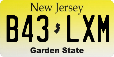 NJ license plate B43LXM