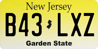 NJ license plate B43LXZ