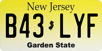 NJ license plate B43LYF
