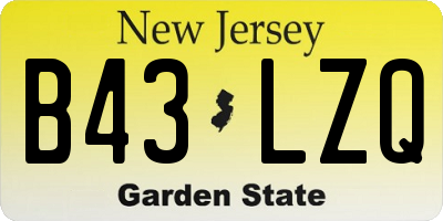 NJ license plate B43LZQ