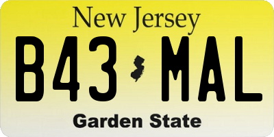NJ license plate B43MAL