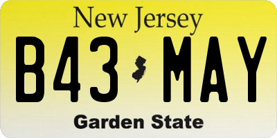 NJ license plate B43MAY