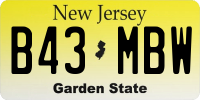 NJ license plate B43MBW