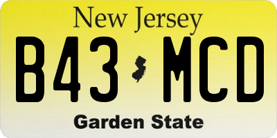 NJ license plate B43MCD