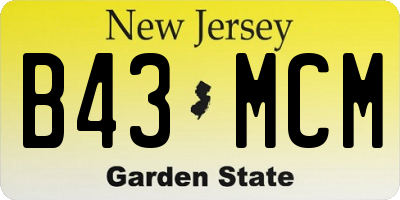 NJ license plate B43MCM