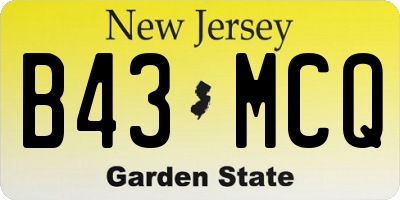 NJ license plate B43MCQ