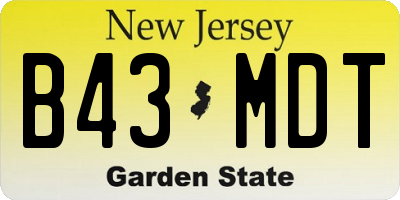 NJ license plate B43MDT