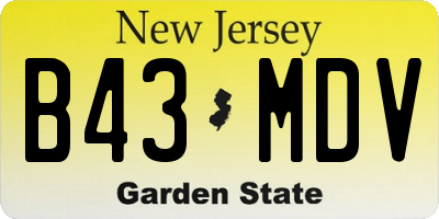 NJ license plate B43MDV