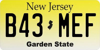 NJ license plate B43MEF