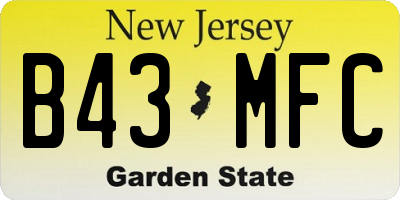NJ license plate B43MFC