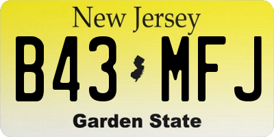 NJ license plate B43MFJ