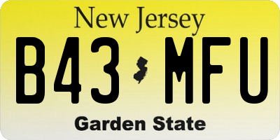 NJ license plate B43MFU