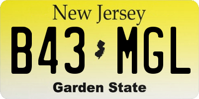 NJ license plate B43MGL