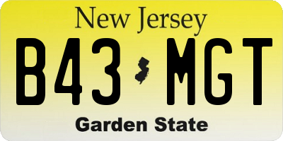 NJ license plate B43MGT