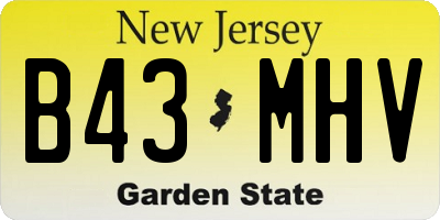 NJ license plate B43MHV
