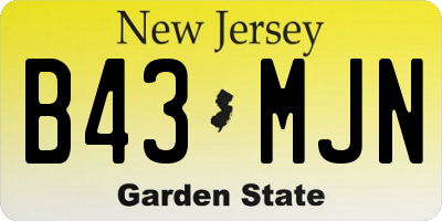 NJ license plate B43MJN