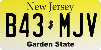 NJ license plate B43MJV