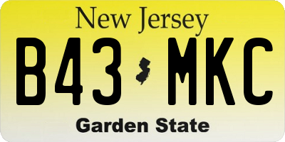 NJ license plate B43MKC