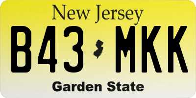 NJ license plate B43MKK