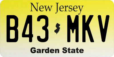 NJ license plate B43MKV