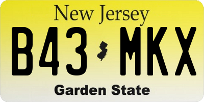 NJ license plate B43MKX
