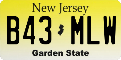 NJ license plate B43MLW