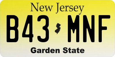 NJ license plate B43MNF