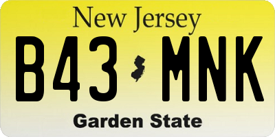 NJ license plate B43MNK
