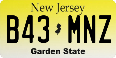 NJ license plate B43MNZ