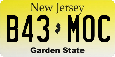 NJ license plate B43MOC