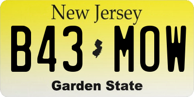 NJ license plate B43MOW