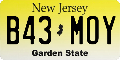 NJ license plate B43MOY