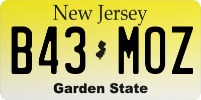 NJ license plate B43MOZ