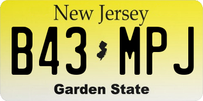 NJ license plate B43MPJ