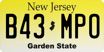 NJ license plate B43MPO