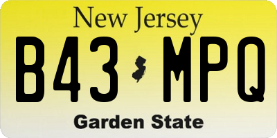 NJ license plate B43MPQ