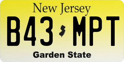 NJ license plate B43MPT