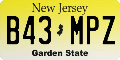 NJ license plate B43MPZ