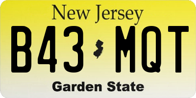 NJ license plate B43MQT