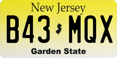 NJ license plate B43MQX