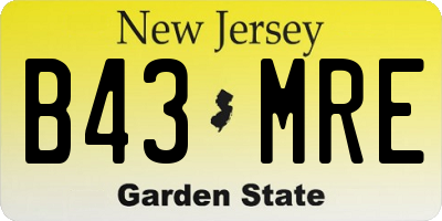 NJ license plate B43MRE