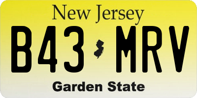NJ license plate B43MRV