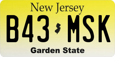 NJ license plate B43MSK