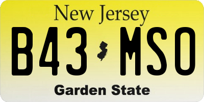 NJ license plate B43MSO