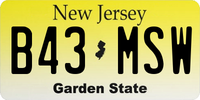NJ license plate B43MSW