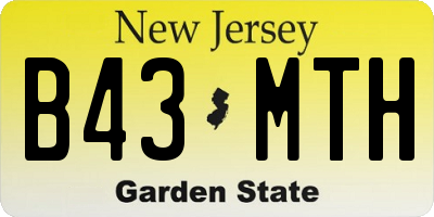 NJ license plate B43MTH